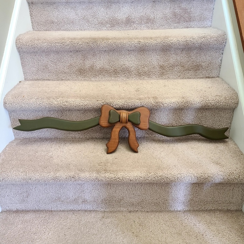 VTG 35" Wooden Bow Ribbon Wall Hanging 3D Farmhouse Country Decor Cottagecore